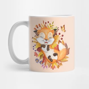 Fox lying in the garden Mug